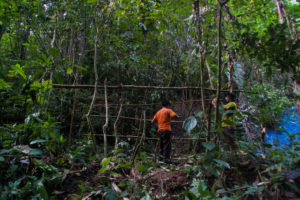création de campement dans la jungle au nord du laos